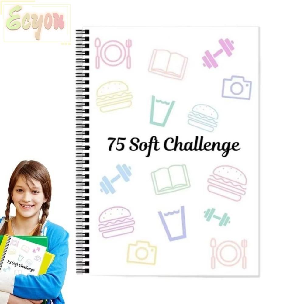 EJYOU Soft Challenge Planner สมุดบันทึกท้าทายอเนกประสงค์ที่แก้ไขได้, ปกแข็งแบบพกพา 75 แผ่น Task Plan