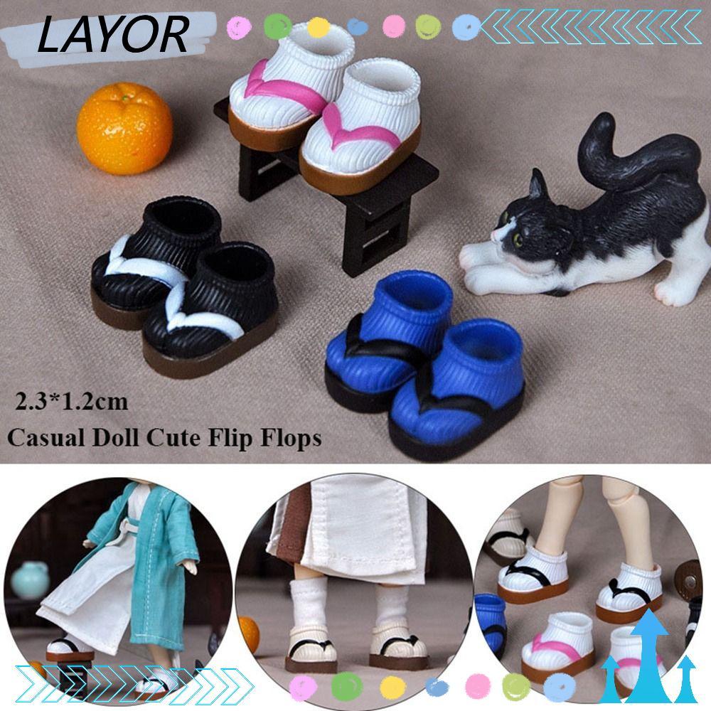 LAYOR รองเท้าแตะตุ๊กตารองเท้าสําหรับ 1/12BJD ตุ๊กตาสําหรับ 1/11 OB11 5 สีรองเท้าตุ๊กตา