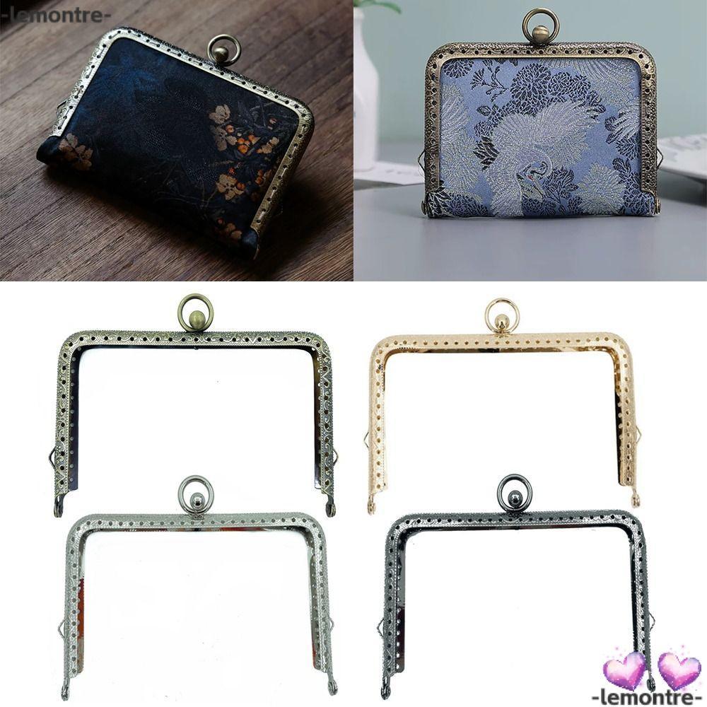 LEMONTRE Purse Frame Kiss Clasp, Vintage Bag Hardware Purse Frame, Mini Metal Purse Frame Handle Bag