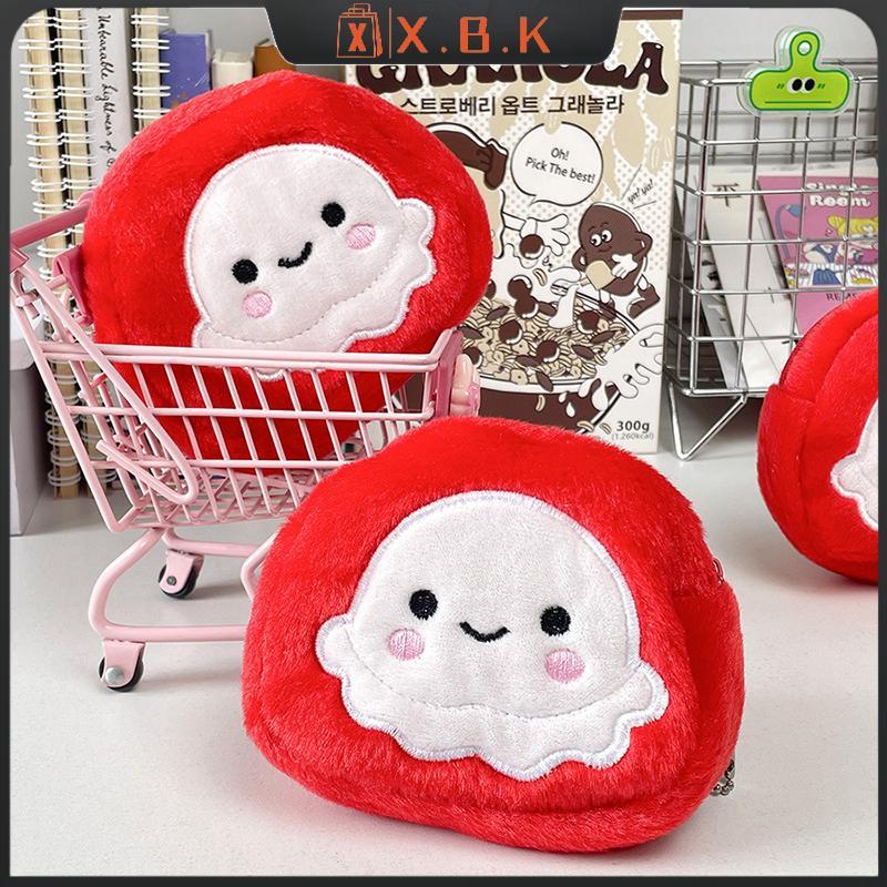 XBK น่ารักการ์ตูน Red Octopus Plush เหมาะสำหรับใส่เหรียญ พวงกุญแจ และบัตรต่างๆ