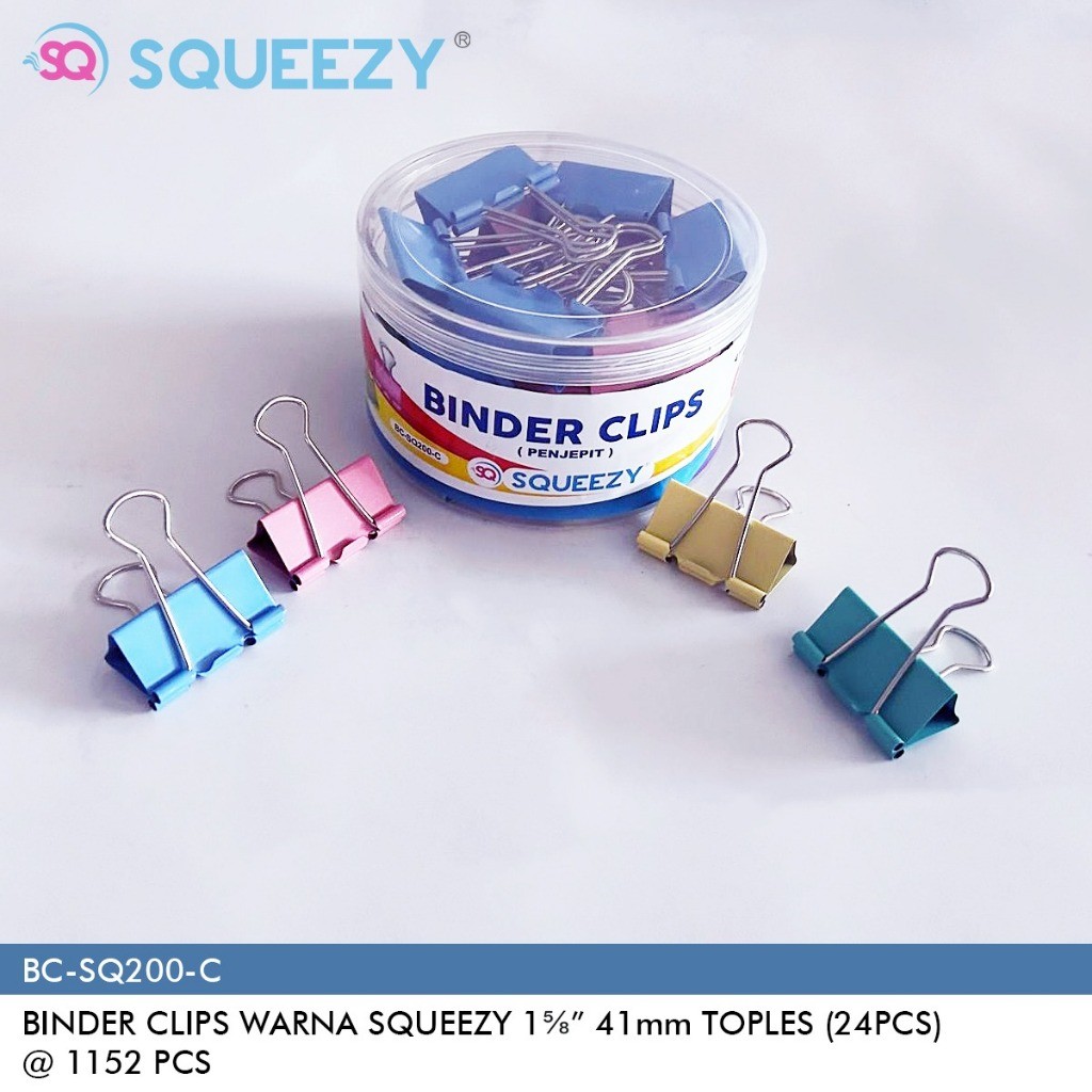 Binder clip SQ200-C Pastel/Binder clip 200 พาสเทล (1 กระปุก) -