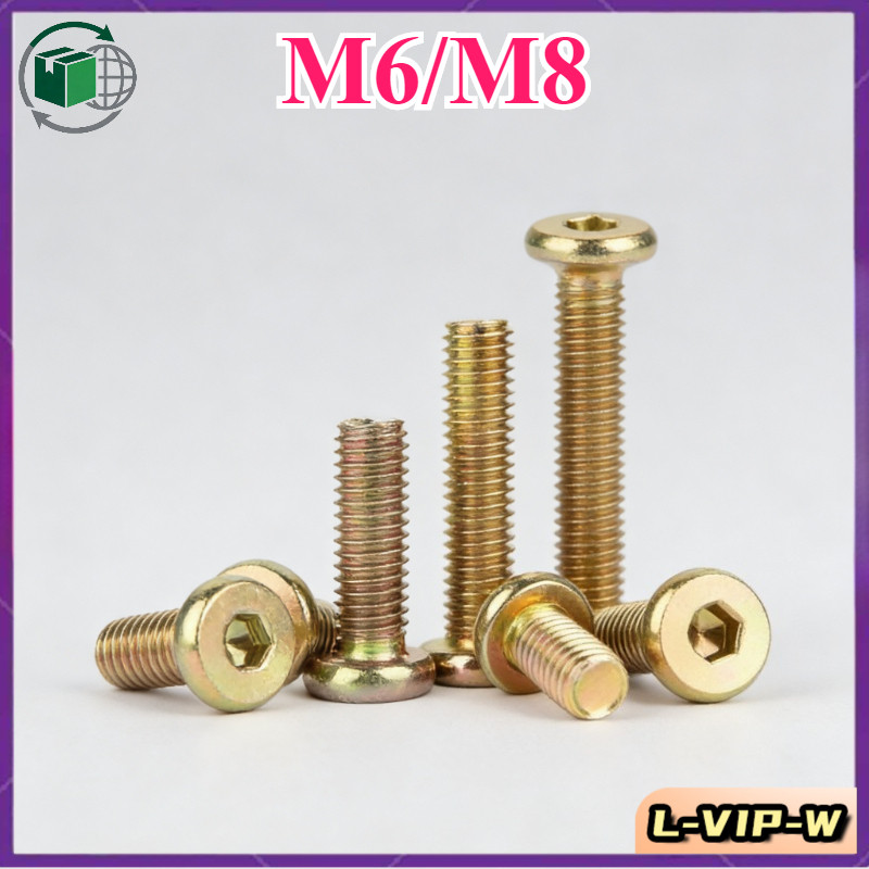 สกรู M6 M8 ยาว 10-120 มม. หัวกลมแบน หกเหลี่ยม ตู้คอนโด โต๊ะ เก้าอี้ อุปกรณ์เสริม M6/M8*L10-120mm(L-V