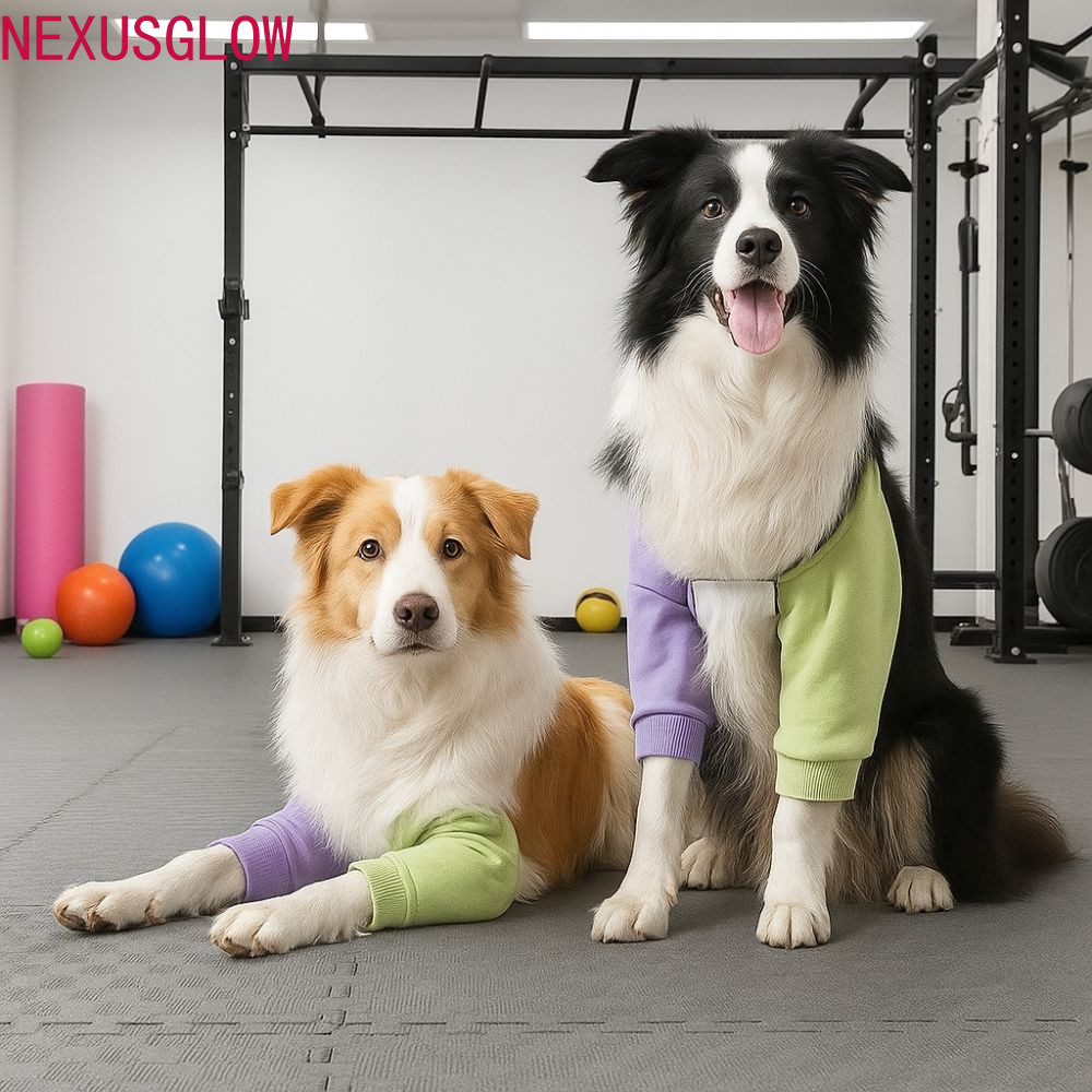 NEXUSGLOW รัดเข่าสุนัข, ความอบอุ่น Soft Puppy Elbow Protector, Practical Anti-Lick Breathable Adjust