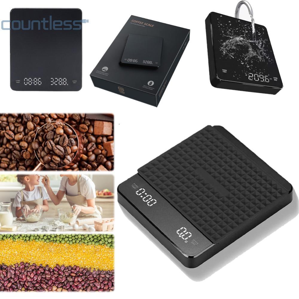 COD Mini Coffee Scale W/จับเวลาชาร์จ 3kg/0.1g Espresso Scale Portable Digital Kitchen Scale Portable