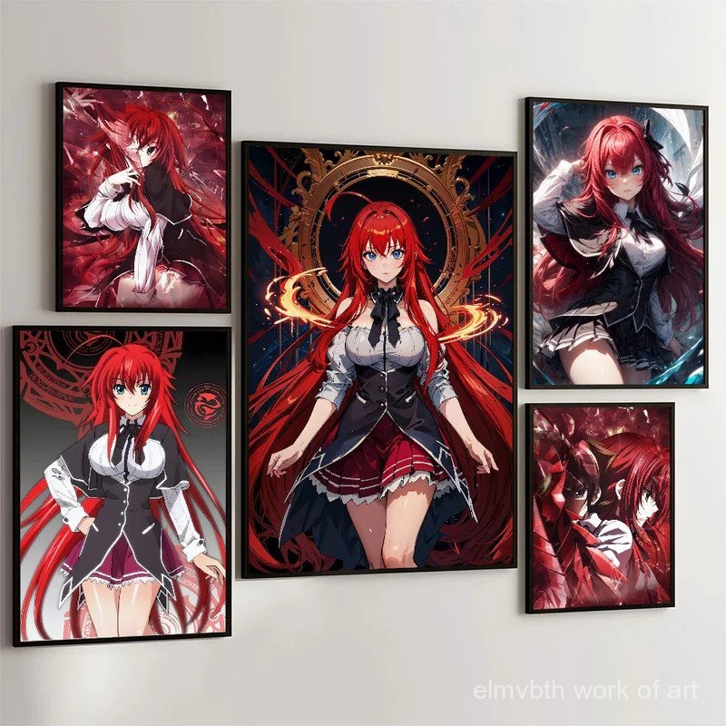 1 PC Rias Gremory อะนิเมะสาวโปสเตอร์ภาพยนตร์ Dekorasi Kanto ตกแต่งบ้านโปสเตอร์ Retro กระดาษคราฟท์สติ