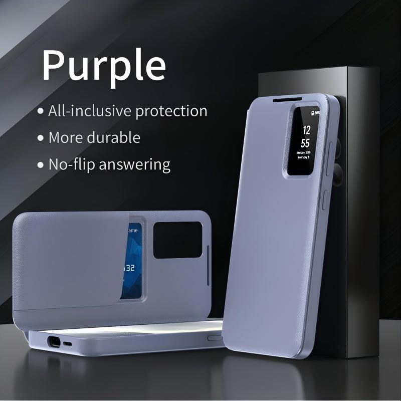 สําหรับ Samsung S26Ultra กรณีป้องกันการหล่นและพลิกฟรีตอบรับสมาร์ทหน้าต่างใส่การ์ดซองหนัง S25Ultra กรณี