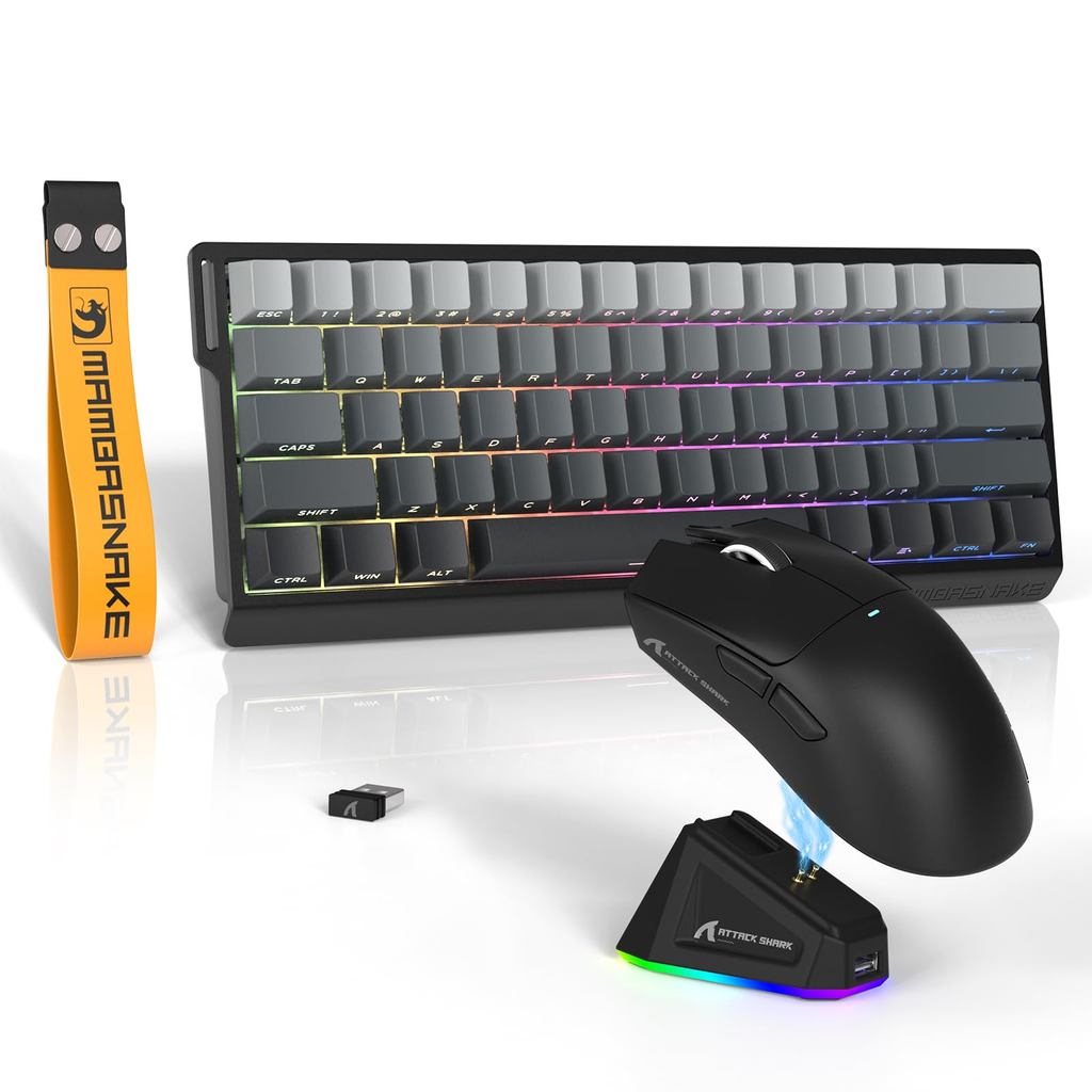 ATTACK SHARK MAMBASNAKE X60HE Rapid Trigger Wireless & Wired 60% Gaming Keyboard and Mouse Set - Mec