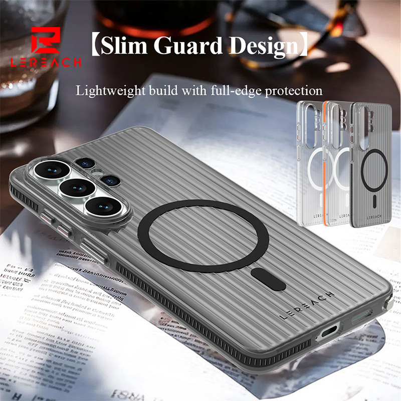 Lereach เคสแม่เหล็กสําหรับ Samsung Galaxy S26 Ultra S26 Plus S24 Ultra S25 Ultra Clear Case 360° กันกระแทกและกริปหยัก