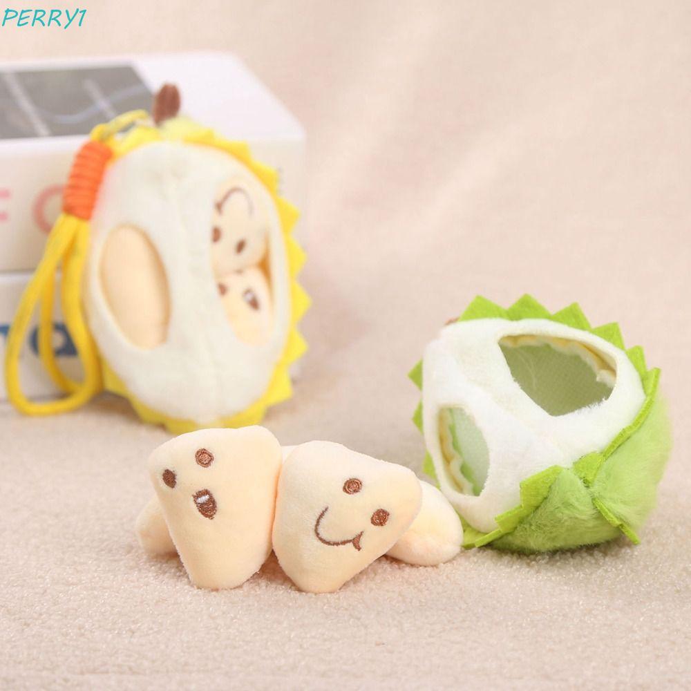 PERRY Durian Fruit Shape Plush Toy,ที่ถอดออกได้จําลองผลไม้ทุเรียนจี้,กระเป๋าเป้สะพายหลังCharms Soft 