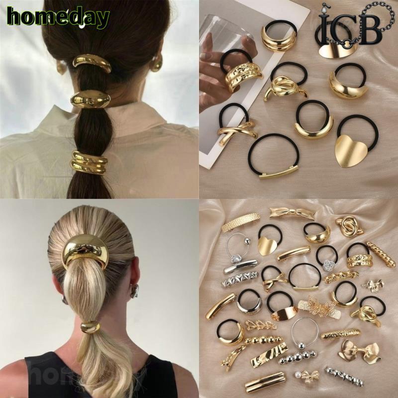 คุณภาพสูงหนา U-รูปโลหะผมวงเชือกแถบคาดศีรษะยืดหยุ่น Scrunchies Hairband เครื่องมือแฟชั่นผู้หญิงอุปกรณ์เสริมผม