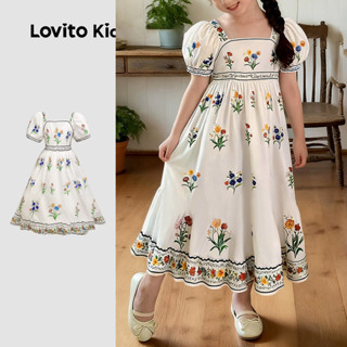 Lovito Kids เดรสโบโฮ ชายอัดเป็นชั้นๆ สำหรับเด็กหญิง เสื้อผ้า…