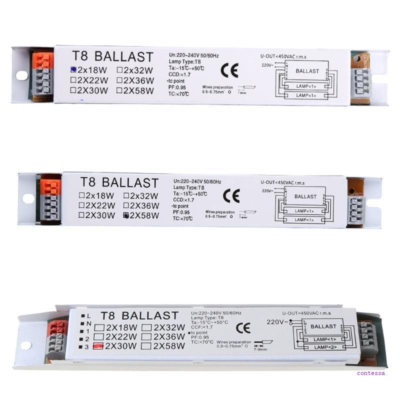 CON Universal Ballast Factor Ballast 18 30 58W แรงดันไฟฟ้ากว้าง T8 เริ่มต้นทันทีอิเล็กทรอนิกส์โคมไฟเ
