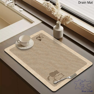 การ์ตูนสีน้ําตาลห้องครัวท่อระบายน้ําเสื่อไดอะตอมโคลนดูดซับน้…