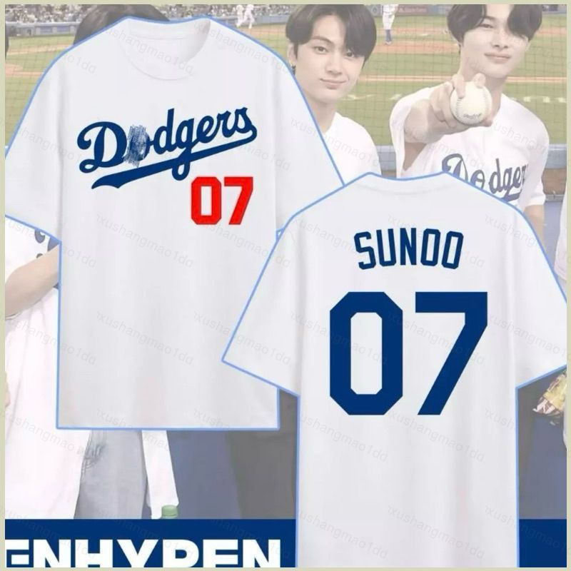 XS1 ENHYPEN Dodges Jersey เสื้อยืดเกาหลีสําหรับผู้ชาย Heeseung Jungwon Sunghoon JAY JAKE SOO NI-KI X