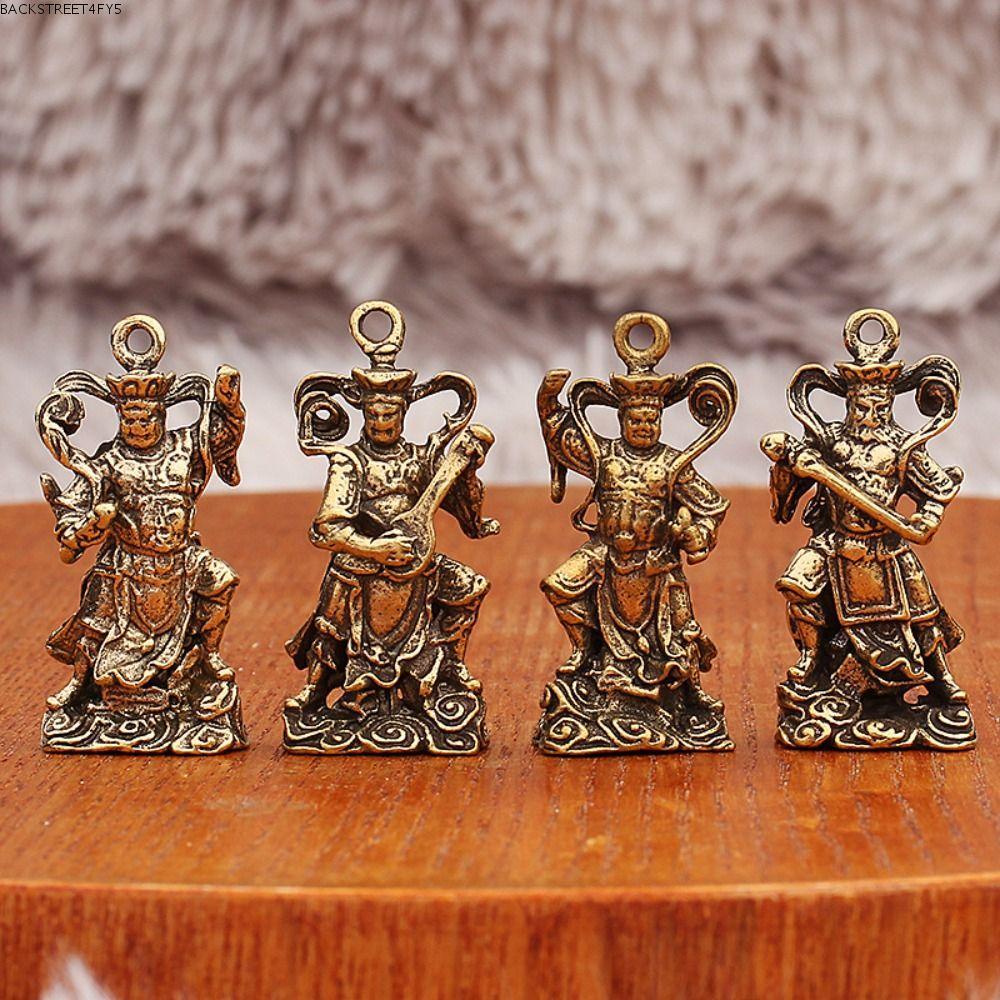 BACKSTAGEEET4FC3 Four Heavenly Kings รูปปั้น,ของสะสมแบบดั้งเดิม Bronze แกะสลัก, Vintage Retro ทองเหล