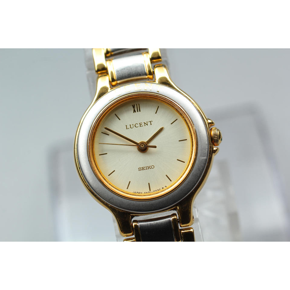 Vintage 1997N MINT* Seiko Lucent 4N21-0340 Gold Roman 23mm Qz 15cm Ladies Watch