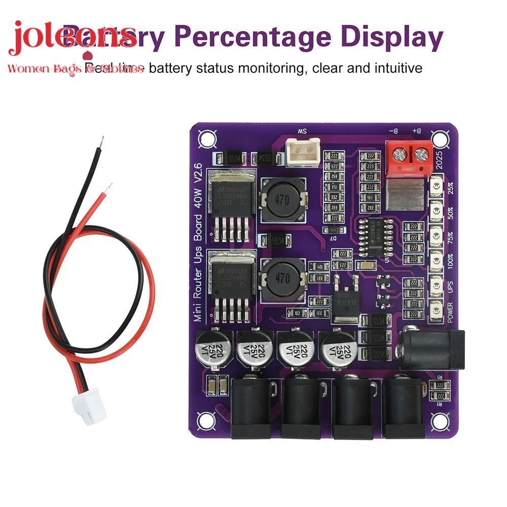 JOLEONS Mini Router UPS, 4 ทิศทางเอาต์พุต 40W Power UPS Board, Professional DC 12.6V แหล่งจ่ายไฟ Ste