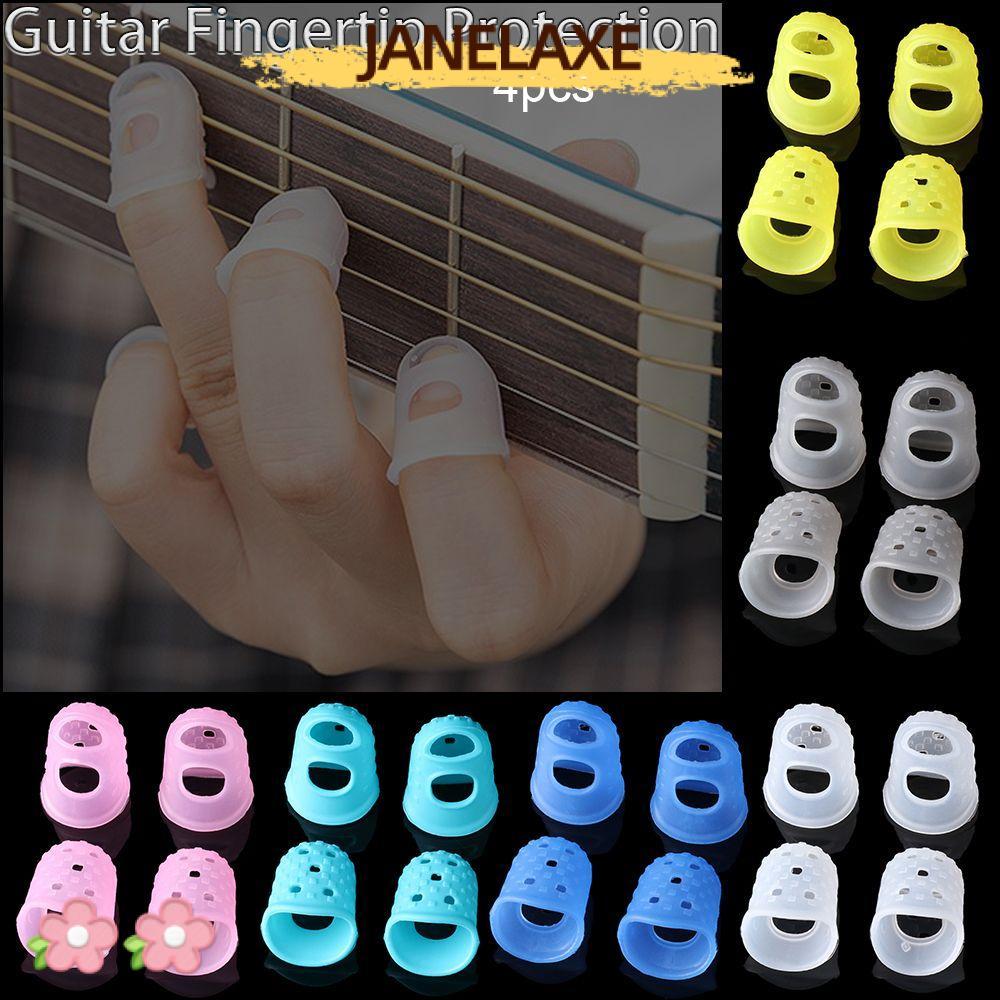 JANELAXE932JN 4 ชิ้น/เซ็ตกีตาร์ปลายนิ้วป้องกัน XS/S/M/L/XL ลื่น Antipain Fingersall สําหรับ Ukulele