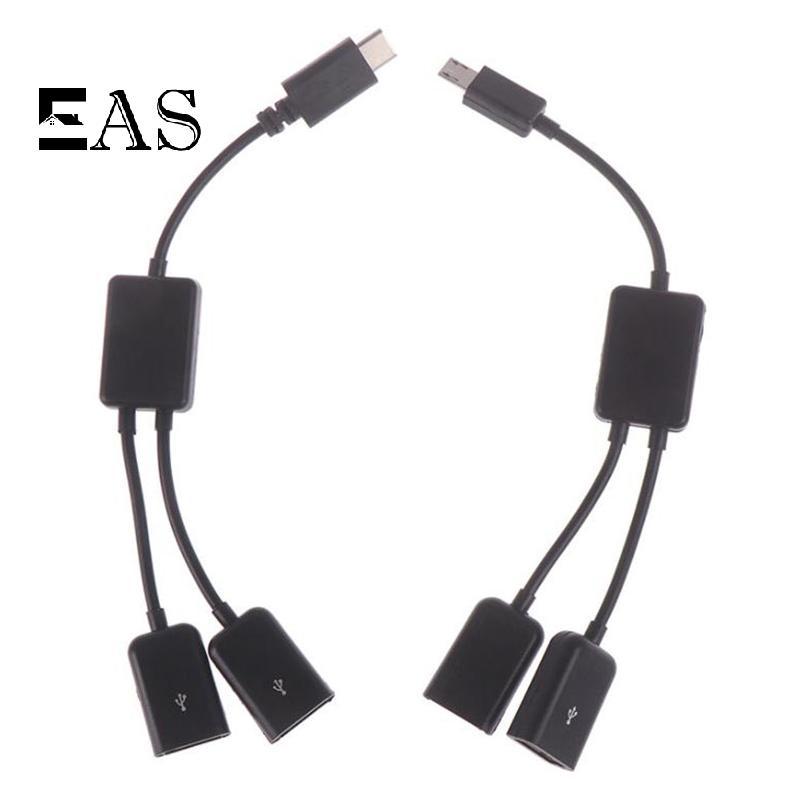 [EA] Micro USB/Type C ถึง 2 OTG Dual Port HUB Cable Y Splitter สําหรับแท็บเล็ต PC Android Adapter Co