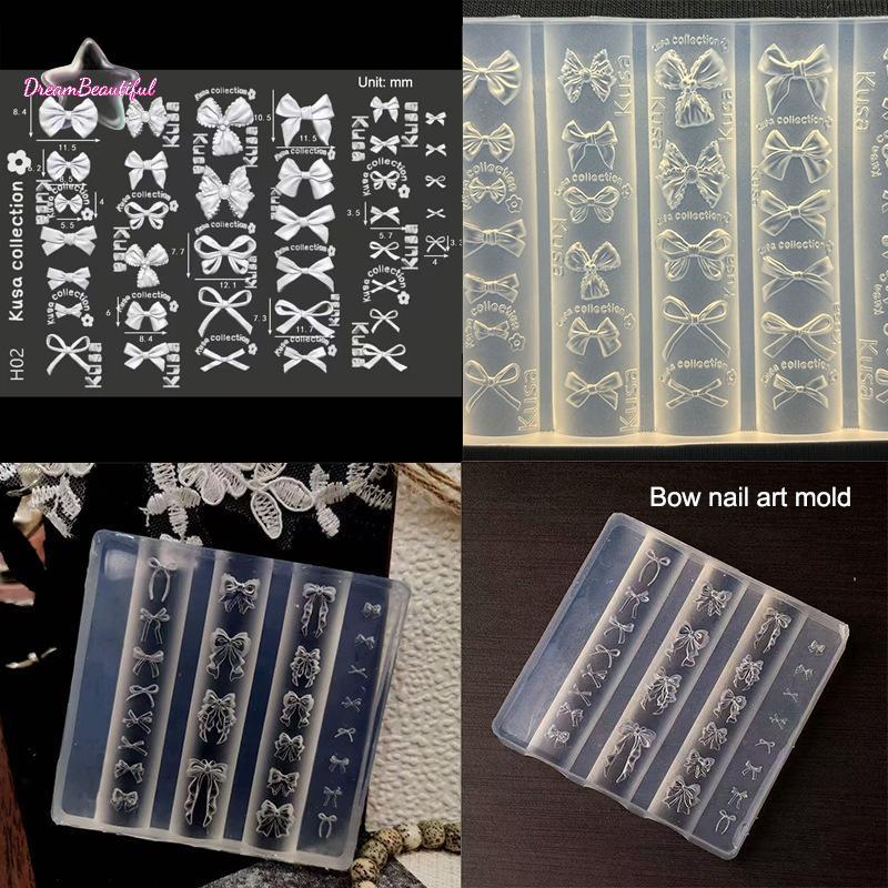 3D Bowknot ซิลิโคนเล็บแม่พิมพ์ผสมขนาด Bow Soft Stamping แผ่น Kawaii บัลเล่ต์โบว์ DIY เล็บเครื่องมือใหม่ – โปรปัง