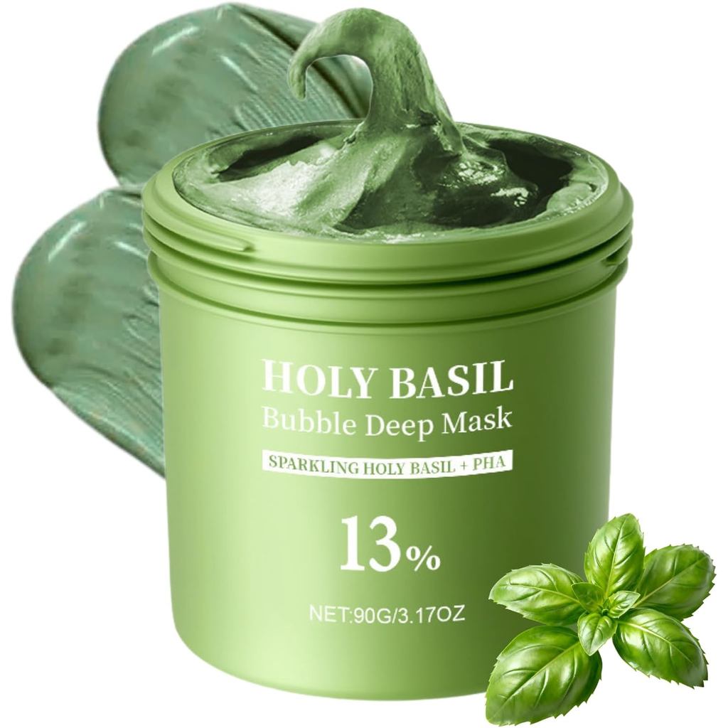 Holy Basil Bubble Deep Mask, Holy Basil & Carbonated Water สําหรับทําความสะอาดรูขุมขนและสิวหัวดํา, G
