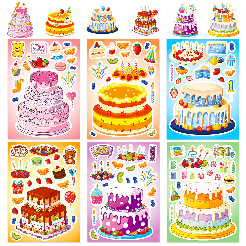 24ชิ้นเค้กเจ้าหญิงสัตว์แต่งตัวสติกเกอร์,6ชิ้น/แพ็คสาวเด็กสติ๊กเกอร์การศึกษากระดาษนางเงือกของเล่น