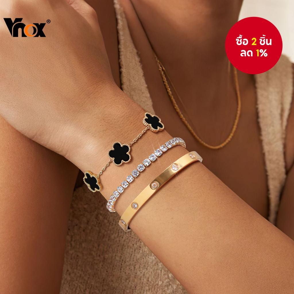 Cubic Zirconia ดอกไม้กําไลข้อมือชุดเครื่องประดับสแตนเลสสีทองของขวัญสําหรับผู้หญิง