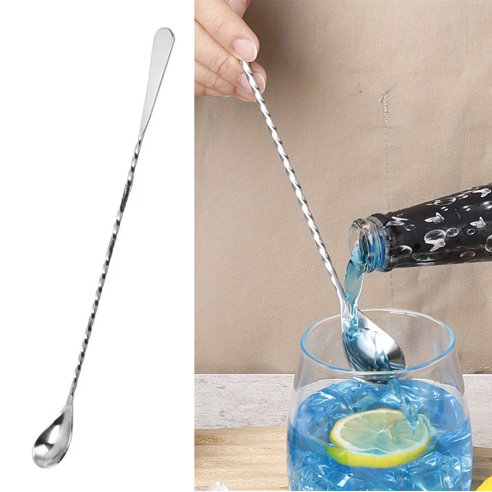 Kitchen Tool Bar Mixing Spoon Spiral Stainless Steel Cocktail Stirring Spoon Tableware Bar Accessory