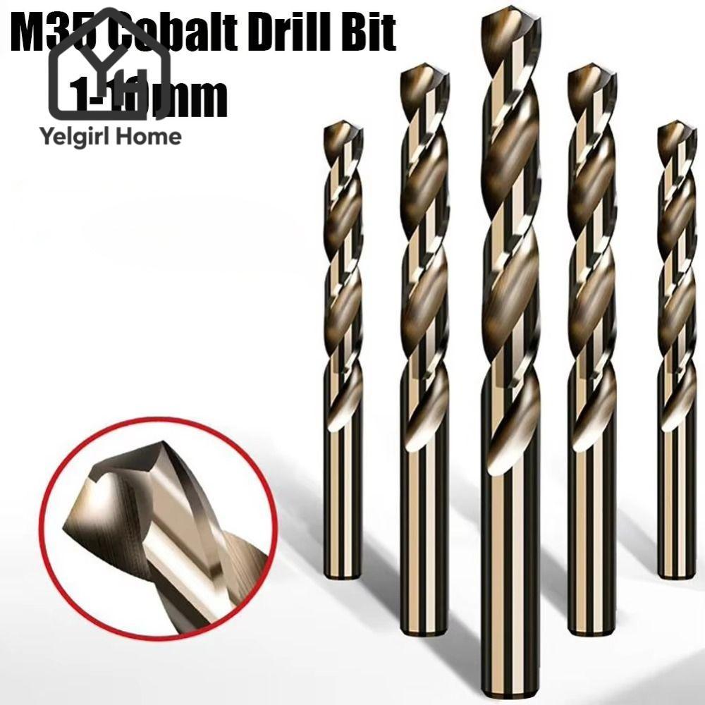 YELGIRLB Twist Drill, Round Shank M35 Cobalt Drill Bit, 1mm-10mm Straight Twist Drill Bit ไม้
