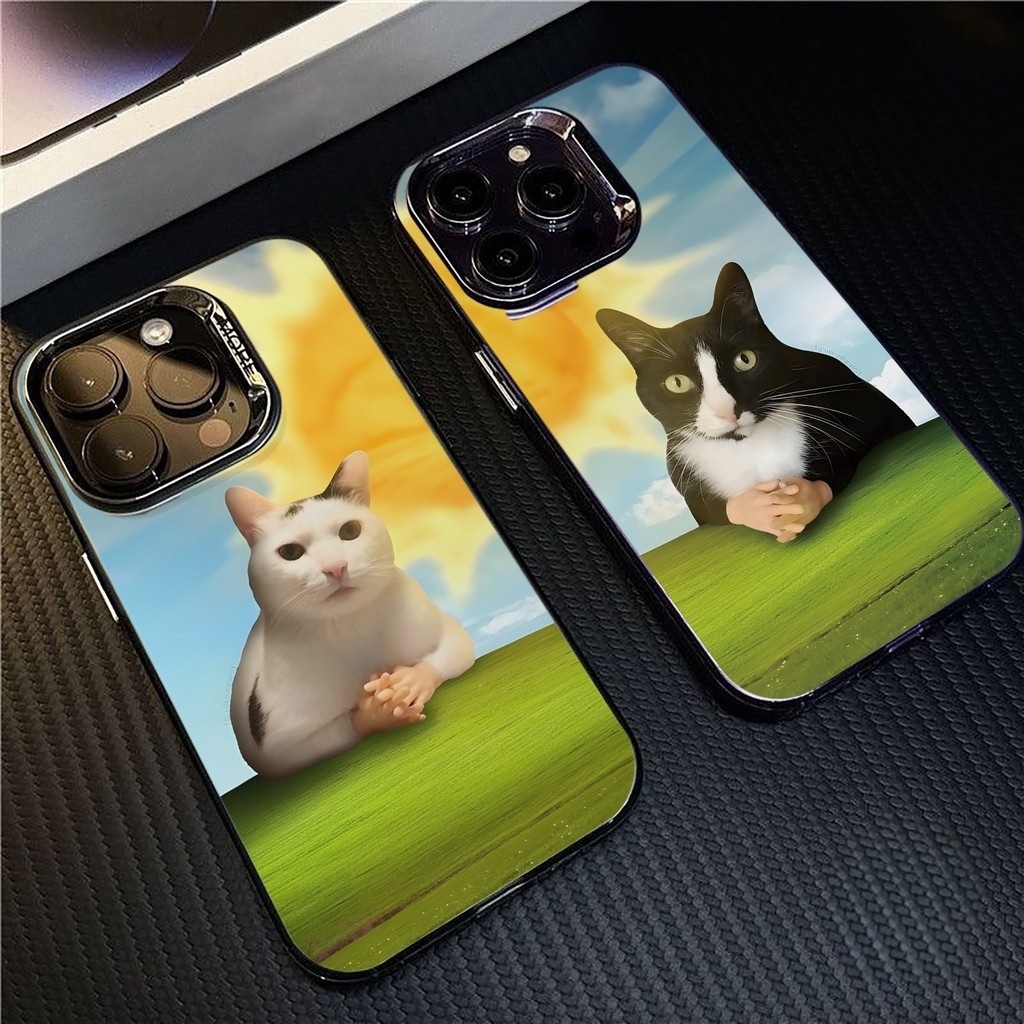 เคส OPPO แมวสีดําและสีขาวภายใต้ดวงอาทิตย์สําหรับ realme F19 A36 A38 A57 A58 A16 A17 A60 A77 C11C15C5