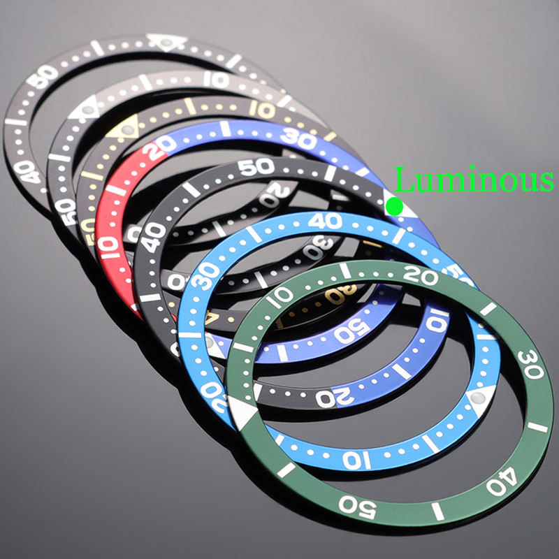 38*31.5 มม.นาฬิกาส่องสว่าง BEZEL ใส่สําหรับ Seiko SKX007 SKX009 Dial BEZEL นาฬิกาแหวนแบนอลูมิเนียม B