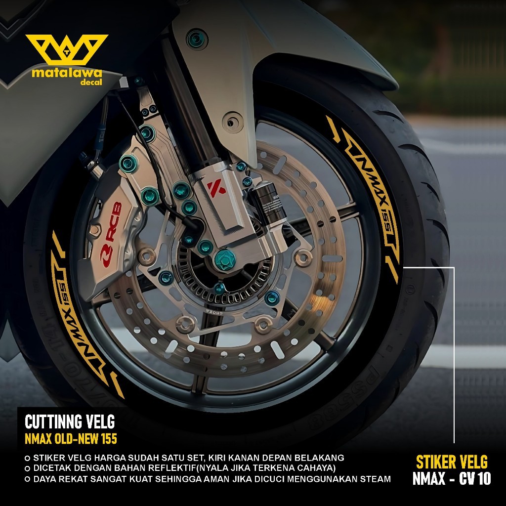PREMIUM FRONT REAR RIMS สติ๊กเกอร์ตัดขอบ NMAX 155 เชื่อมต่อ liss สติ๊กเกอร์ variation yamaha old new