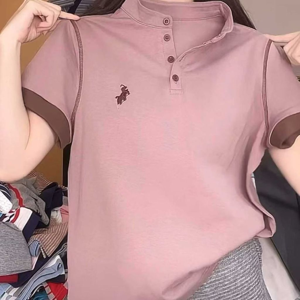 เสื้อโปโลสำหรับผู้หญิง ปักแขนสั้น ขนาดใหญ่ ออกแบบให้สวมใส่ง่าย