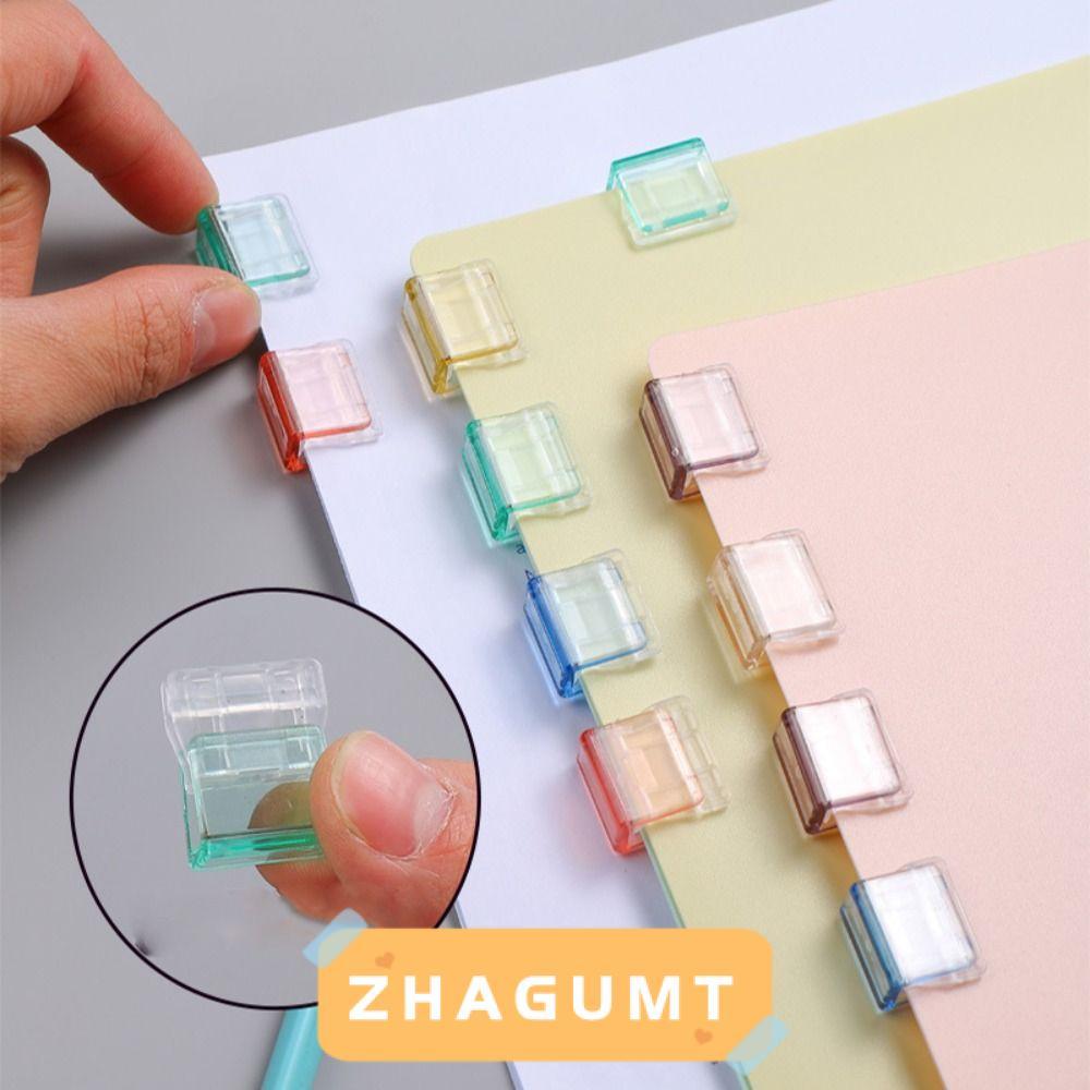 ZHAGUMT366KB คลิปกด, คลิปหนีบกระดาษตัวอักษรมัลติฟังก์ชั่นโปร่งใส, คลิปมุมพลาสติกสีลูกกวาดสร้างสรรค์น