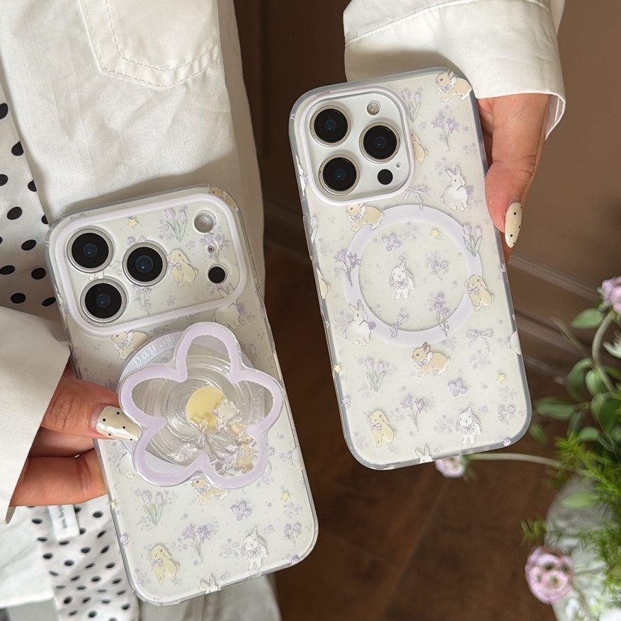 สําหรับIphone Case 17 Pro Max 16 Pro Max 15 Pro Max 14 Pro Maxสีม่วงหอมกระต่ายเคสโทรศัพท์