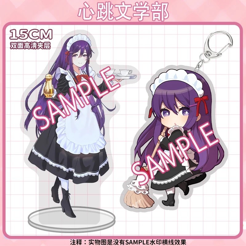 Standee พวงกุญแจ Doki Doki วรรณกรรม Club DDLC Monika Yuri Sayori Natsuki อะคริลิคอะนิเมะตกแต่งโต๊ะเร