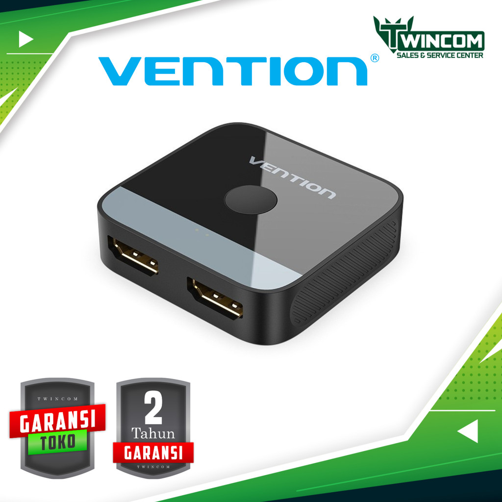 HDMI Switcher 2 in 1 out / 1 in 2 out HDMI VENTION AKOB0 Bi-Direction 4K Switcher สีดํา