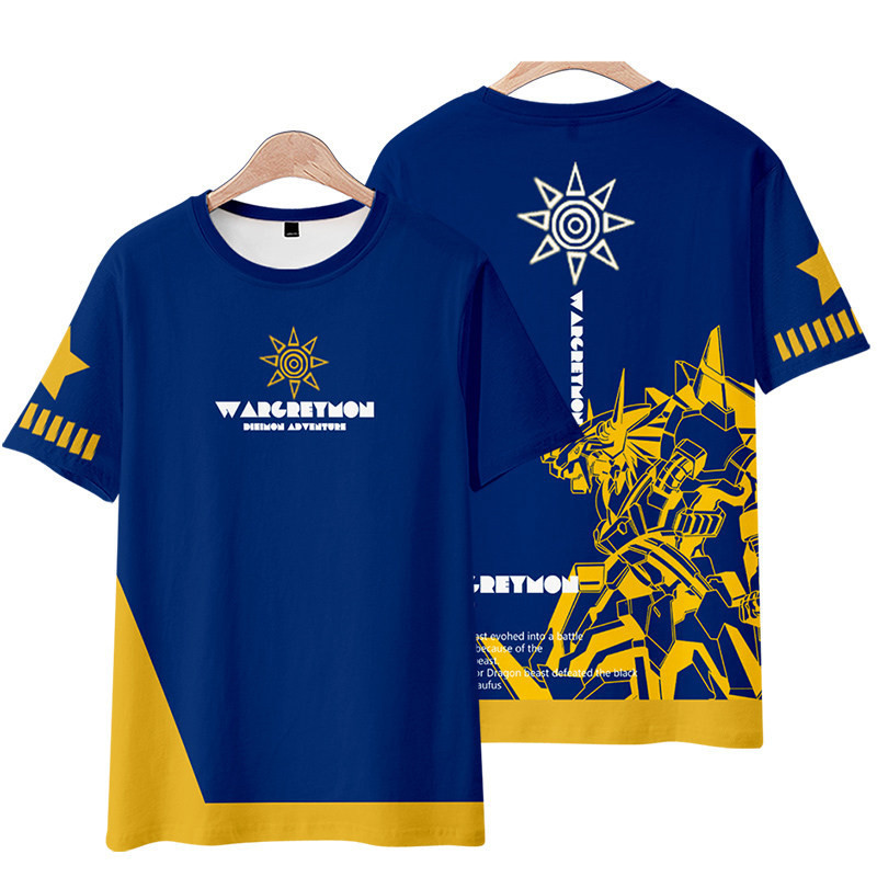 เสื้อยืดระบายอากาศแห้งเร็ว แบบอนิเมะฤดูร้อน Digimon อุปกรณ์ต่อพ่วง ธีม.Alpha Beast และ Agumon