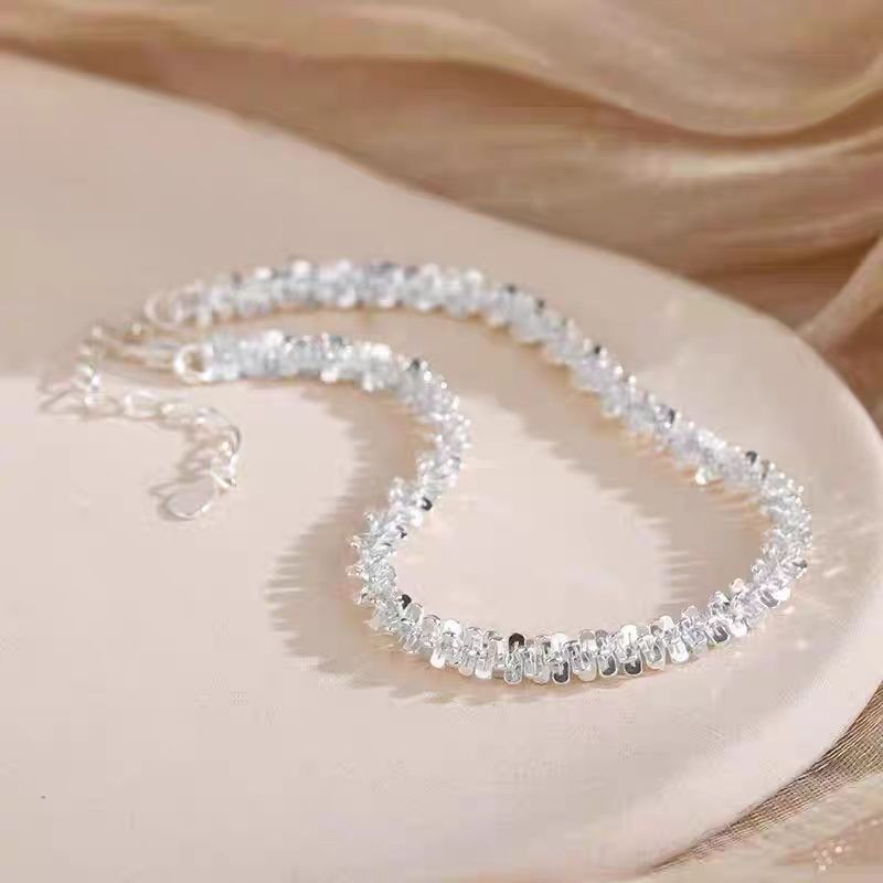 เงินบริสุทธิ์ 999 สร้อยข้อมือลมหายใจของทารกสไตล์ใหม่ s s 进银999 天星手链新款简约冷风小众设计手饰品39TT