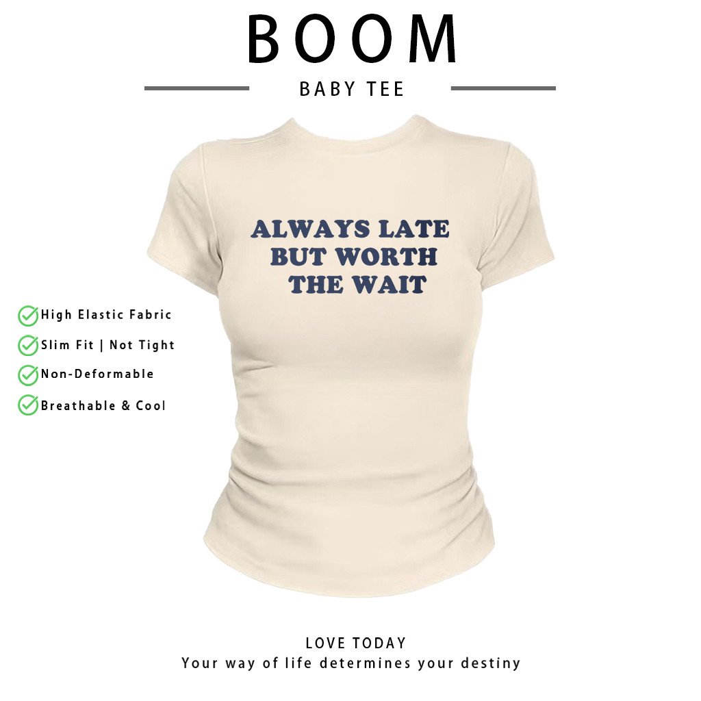 COD（จัดส่งภายใน 24 ชั่วโมง）เสื้อสาวอวบ เสื้อครอปท็อป แขนสั้น babytee สไตล์เกาหลี y2k T-shirt |ดีไซน์ตัวอักษรสไตล์วินเทจ