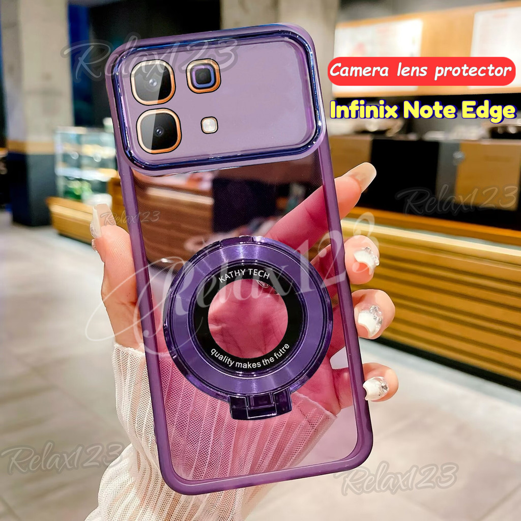 สําหรับ Infinix Note Edge NoteEdge infinixNoteEdge 5G 4G ปลอก 2026 โปร่งใสกันกระแทกนุ่มปกหลังพร้อมขาตั้งแม่เหล็กผู้ถือกล้องป้องกันเคสโทรศัพท์ – โปรปัง