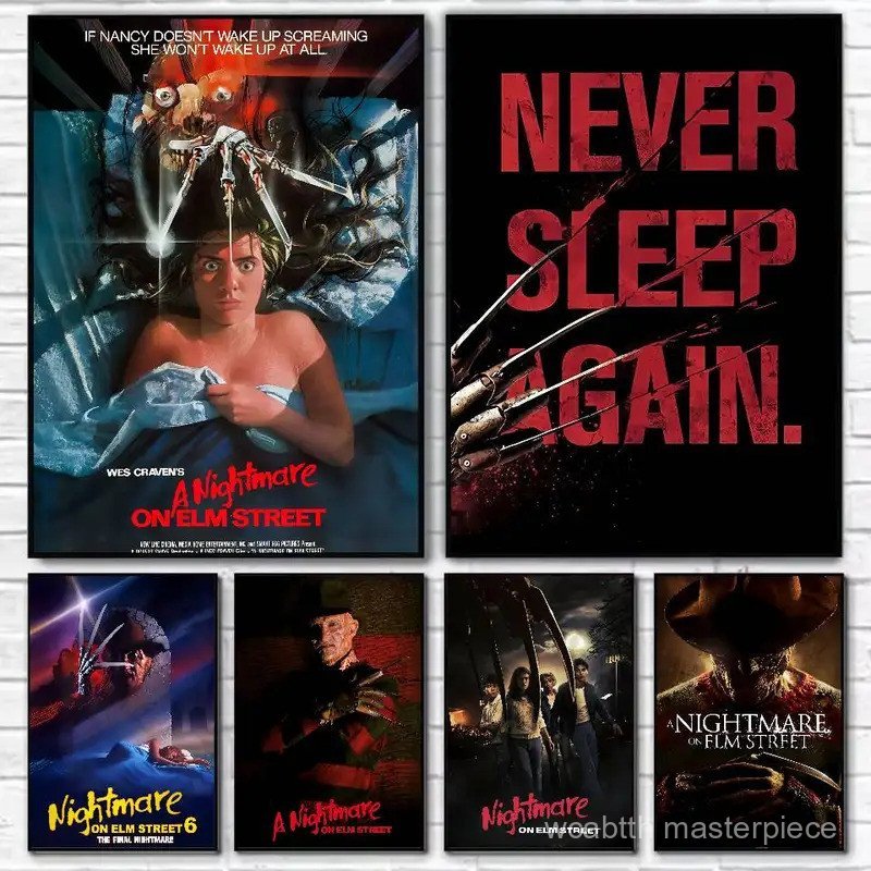 ภาพยนตร์ N-Nightmare บน Elm Street โปสเตอร์ HD ตกแต่งบ้าน Sticky Wall กันน้ําห้องนั่งเล่นบาร์ความงาม