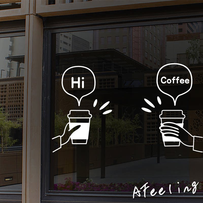 กาแฟนมชากระจกประตูสติกเกอร์เครื่องดื่มบาร์สติ๊กเกอร์ติดผนัง