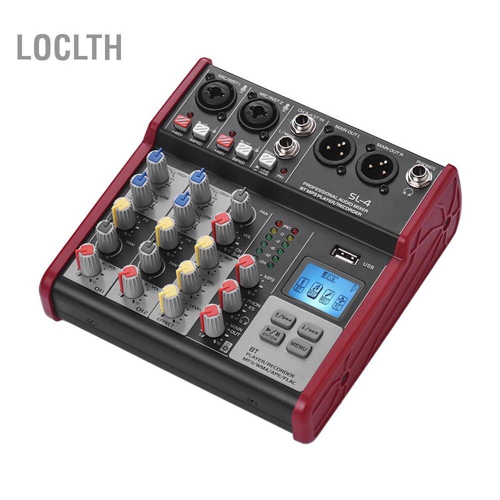 Loclth SL-4 ขนาดกะทัดรัด 4-Channel Mixing Console มิกเซอร์ 2-band EQ ในตัว 48V Phantom Power รองรับก