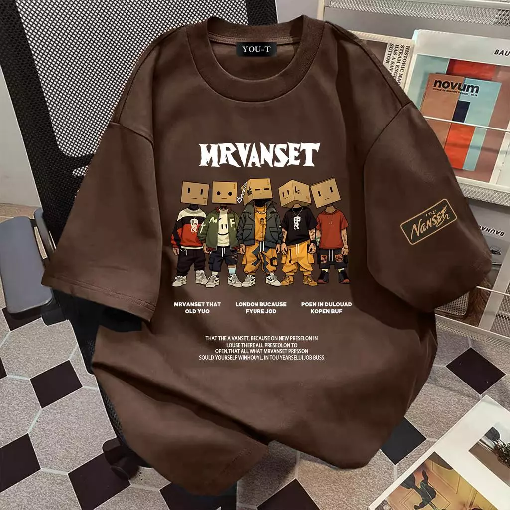 UT shop เสื้อยืด oversize ผ้าCotton 100% คอกลม เสื้อแฟชั่น 'MRVANSET' สบายและนุ่ม แขนสั้น ฤดูร้อน S-3XL