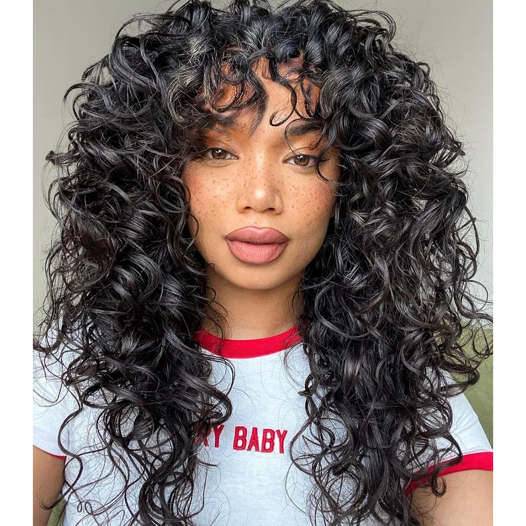 GKtineke-Curling-Wigg Big-Curling-Wigs-for-White-Black-Women 20 Inch-Long-Curley-Afro-Wigs-with-Bang