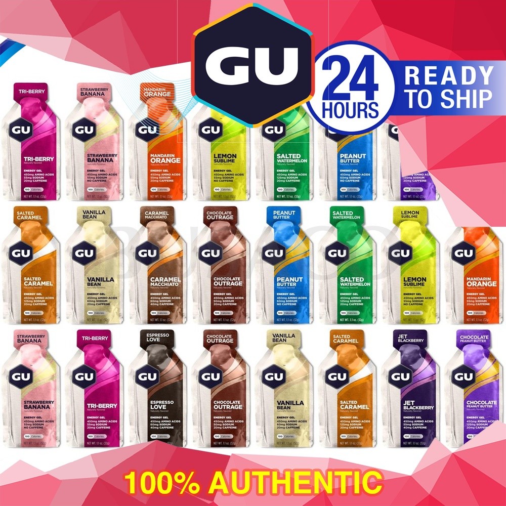 Gel พลังงานสำหรับกีฬา GU และ SIS 100 แคลอรี่