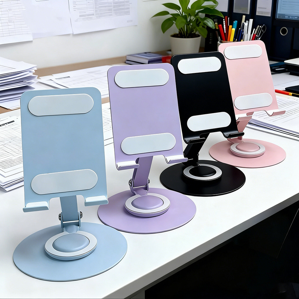 Phone Holder ที่วางโทรศัพท์หมุนได้ 360 องศา วัสดุโลหะ พับได้ ขาตั้งเดสก์ท็อปที่สะดวก