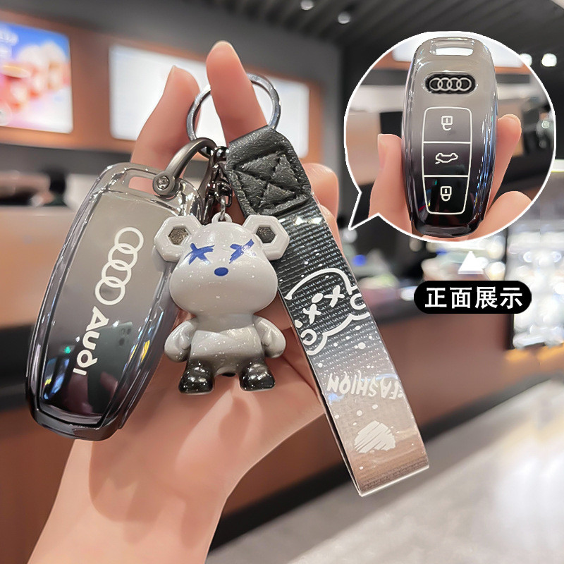 เหมาะสําหรับ 2023 Audi a6l ฝาครอบกุญแจ a4l รถ q5l ฝาครอบ a3a5a8 แพ็ค q7q4etron หัวเข็มขัด tt หญิง rs