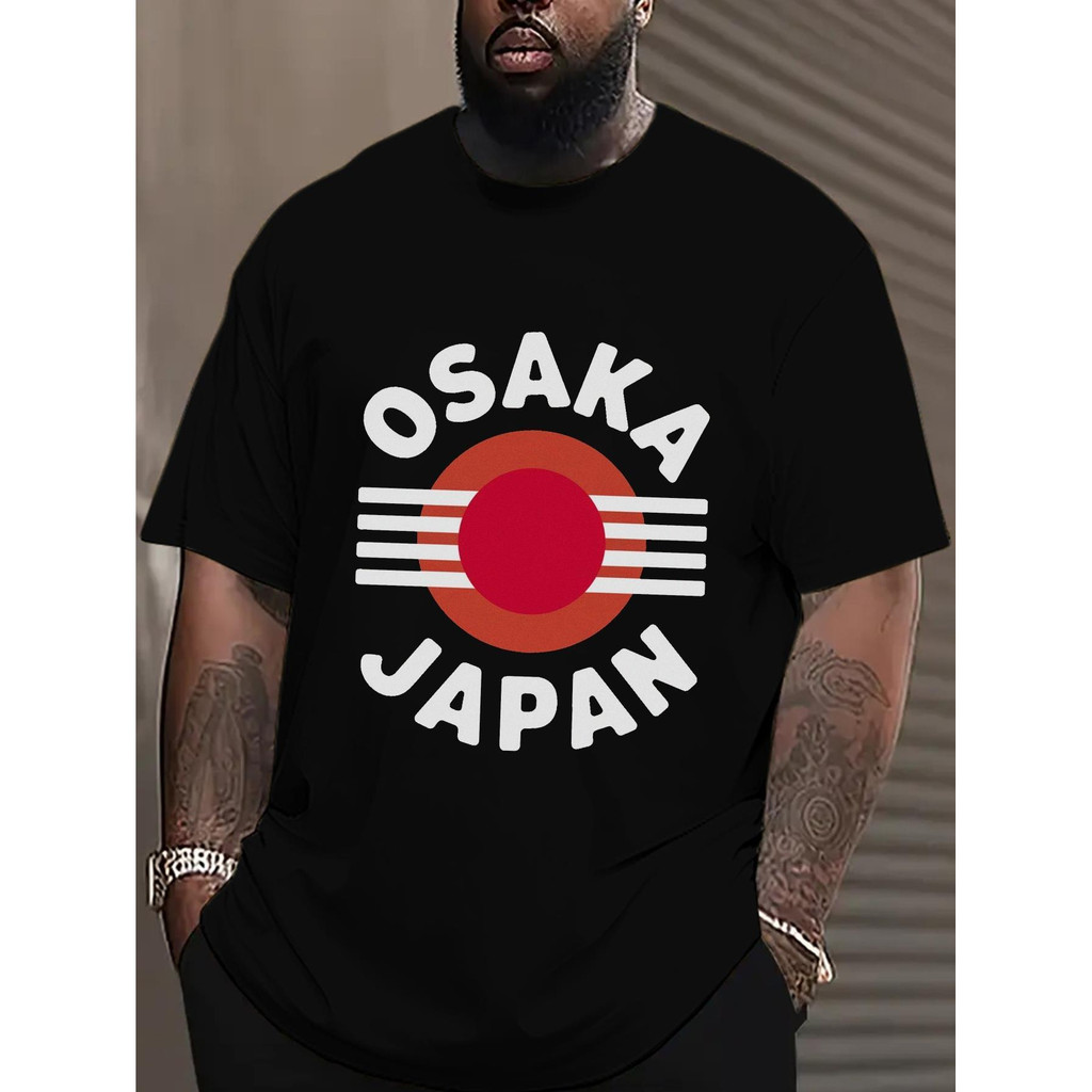 แฟชั่นMens Osaka Japan Flag Graphic T-Shirt - Japanese Red Circle Design Breathable Moisture-Wicking